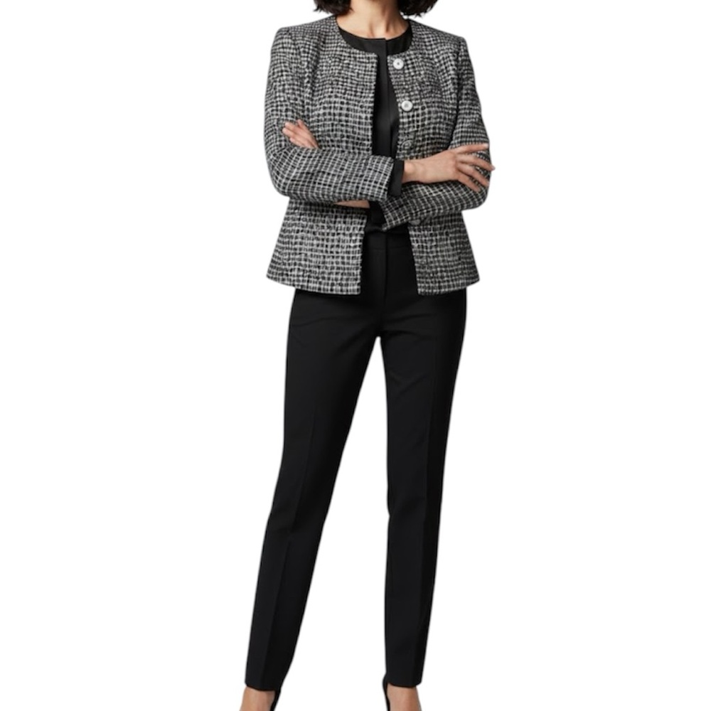 J. Mclaughlin Jacket Silk and Wool Blazer Button Down Front Boxy Fit Size Small